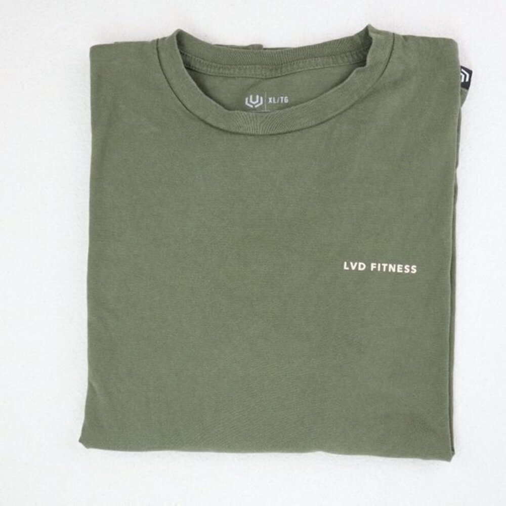 Mens Olive Green T Shirt Size XL Basic Unisex Top Solid Long Sleeve Solid Gym T